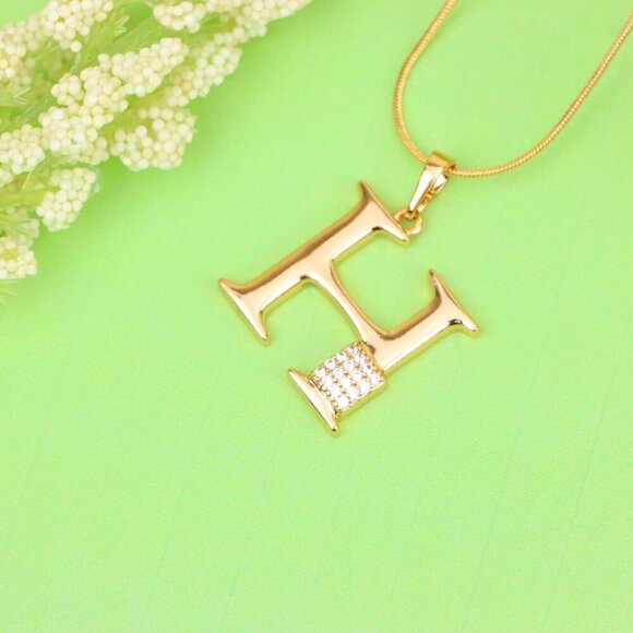 "Rose Gold H Initial Pendant with Sparkling Crystals for Women, XPPT1419 - Picture 3 of 13